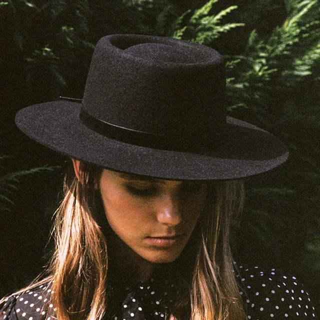 Women winter fashion wool Flat top hats for men 100 wool derby hat felt men bowler hat