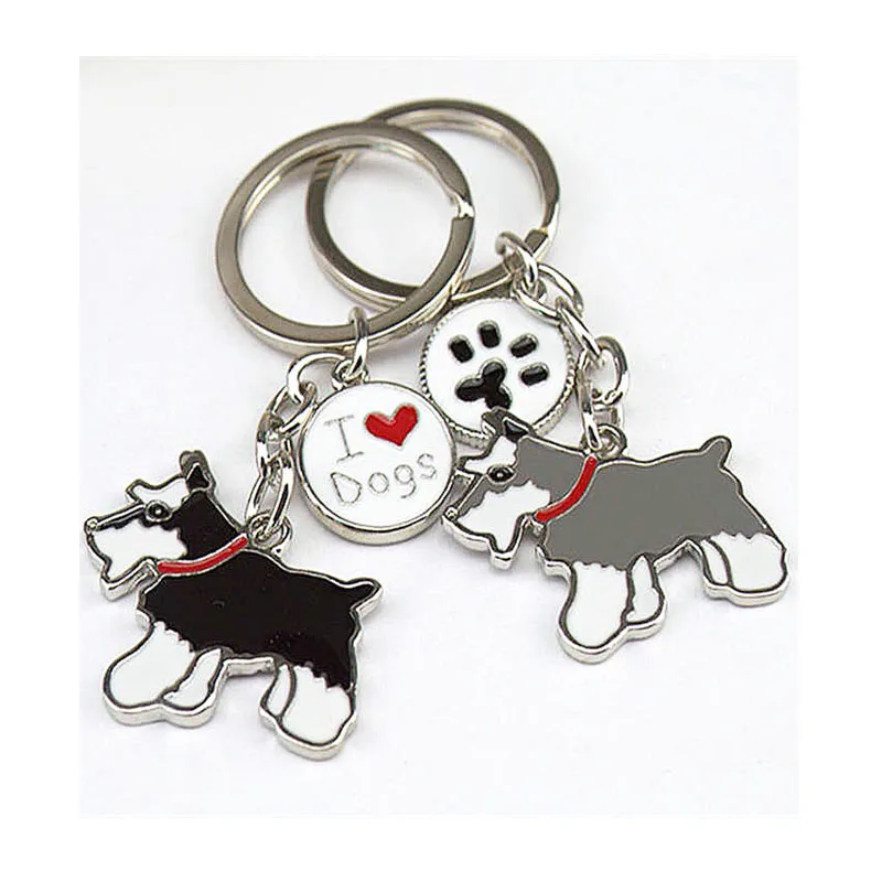 

Jewelry Pet Key Chain Schnauzer Dogs Keychain DIY Bag Charm Pendants Metal Car Key Ring Gift Keychains Woman Key Buckle Tag Key