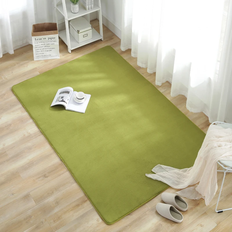 C Velvet Bay Window Mat Bedroom Floor Rug Anti Slip Carpet Gr Green