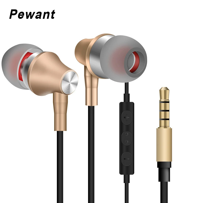 

2017 Pewant E5 In Ear 3D Stereo Earphone With Microphone Wire Remote Control Headset For iPhone Xiaomi Samsung Phone Earphones
