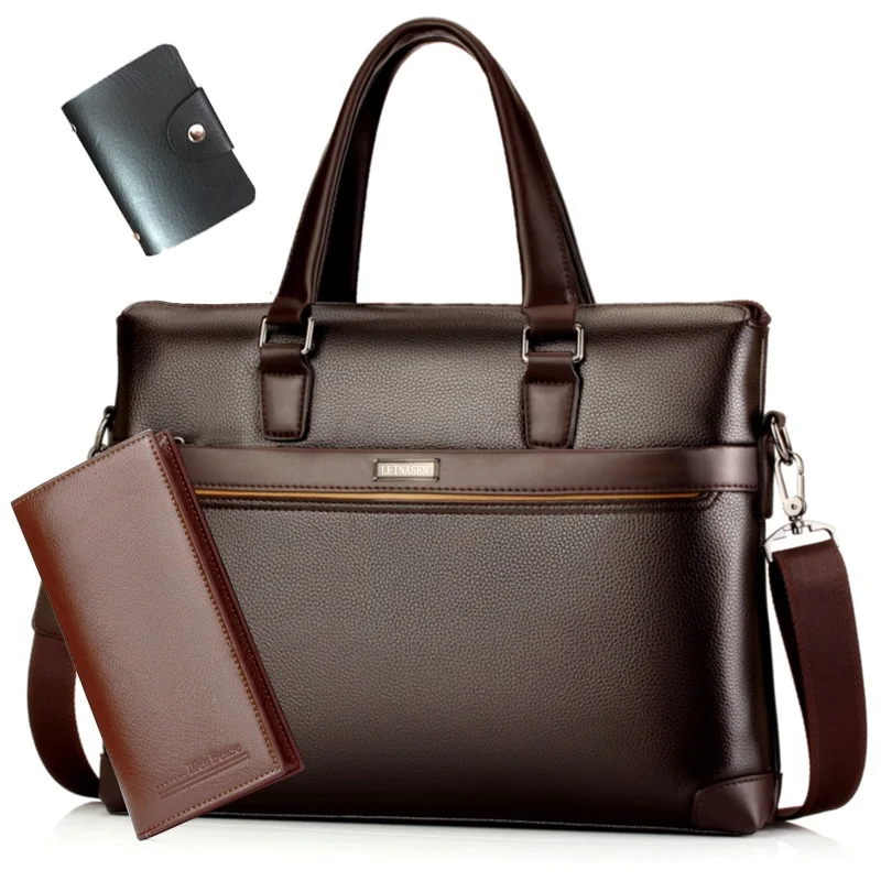 LEINASEN 2017 Men Casual Briefcase Business Shoulder Bag Leather Messenger Bags Computer Laptop Handbag Bag Men's Travel Bags bullcaptain 2017 men casual briefcase business shoulder bag leather messenger bags computer laptop handbag bag men s travel bags