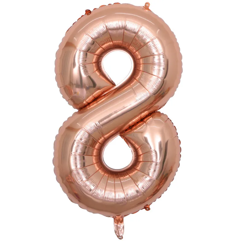 Розовые золотые воздушные шары с цифрами на день рождения, 18, 20, 21, 30, 40, 50, воздушные шары на день рождения, украшения для вечеринки, принт с цифрами, globos - Цвет: 1 pcs  8