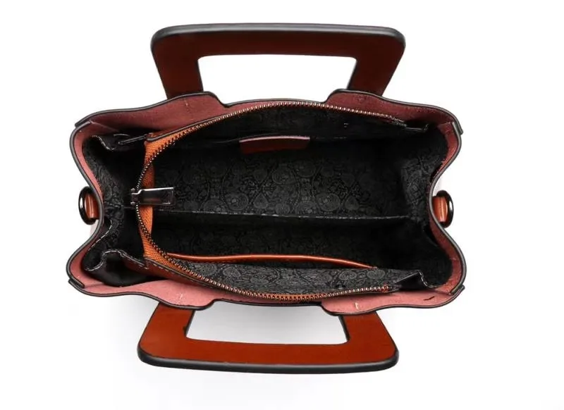 MJ Women Leather Handbag Fashion Oil Wax Leather Tote Bag Female Luxury Shoulder Crossbody Bags Small Woman Messenger Bag (25)