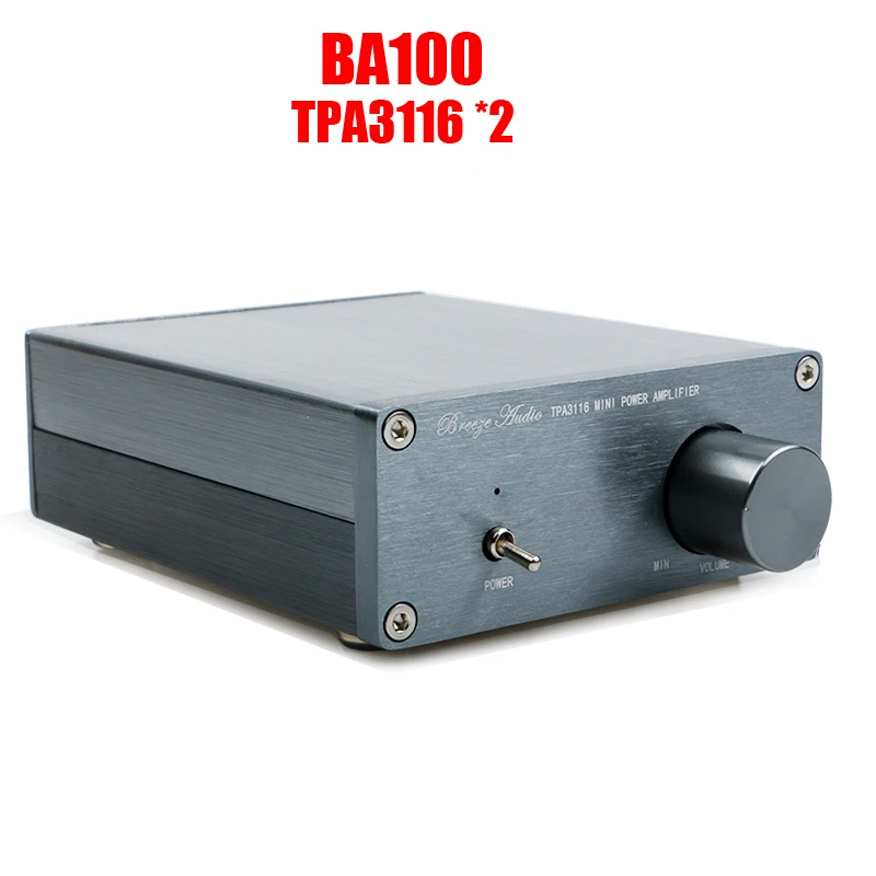 Günstig Brise Audio BA 100 HiFi Class D Audio Digital Power Verstärker tpa3116d2 TPA3116 Erweiterte 2*100W Mini Hause aluminium Gehäuse amp