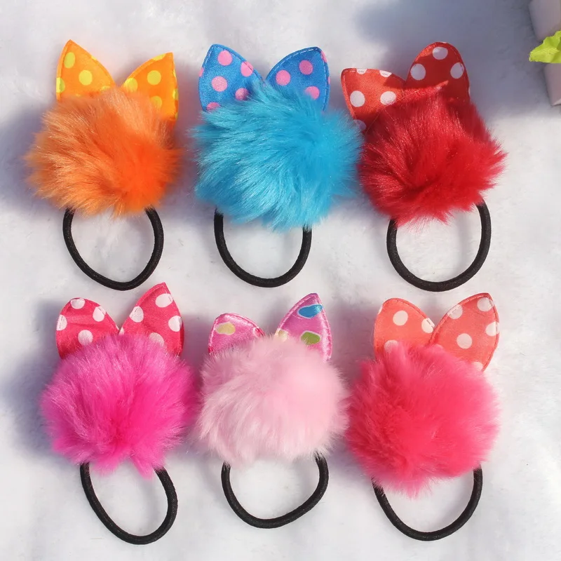 

isnice 4pcs/lot Rabbit ears elastic headress flores bow tiara ties hair accessories girl flower headband kids hair rubber bands