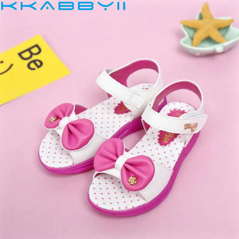 

New Beach Girls Sandals Kids Sandals Children Sandal For Girls Fashion Bow Baby Girls Flat Pricness Beach Shoe