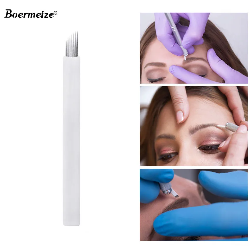 

Microblading Needles 7Pin 500piece Permanent Makeup Supply Tebori Sterilized Eyebrow Lip Eyeliner Beauty Tools Curved Tattoo Bla