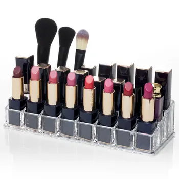 

WSHYUFEI 24 Clear Small Acrylic Lip Gloss Lipstick Holder Plastic Cosmetic Make Up Makeup Liquid Lipstick Organizer For Beauty