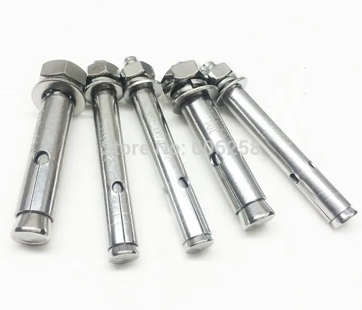 304 Stainless Steel Expansion Screw M10 x100mm Solid doors Bolts x5in