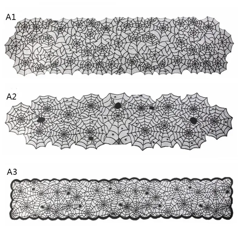 Черная кружевная скатерть с паутинной сеткой для Хэллоуина, праздника Хэллоуина, праздника пасхи, скатерть для вечеринок, мероприятий, декора и ужина, Новинка