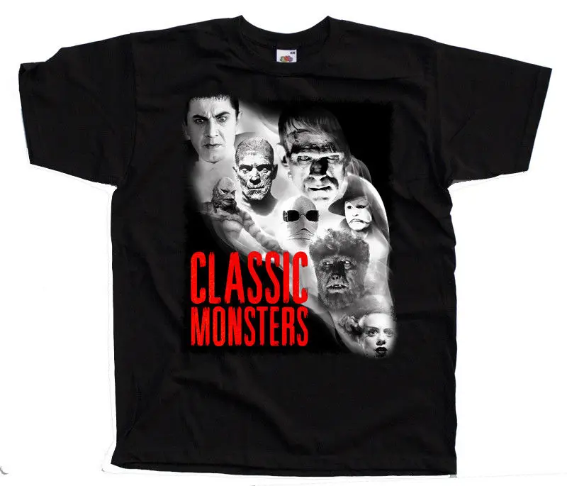 Classic Monsters Movie Poster T Shirt Brick Black Zink Green All Sizes S 4Xl