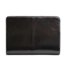 New leather men's large-capacity handbags Cross-section soft leather clutches Hand zipper Solid color business bags