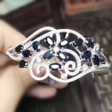 Натуральным Сапфировый Браслет 0.6ct* 13 шт. драгоценный камень 925 серебро ювелирные украшения для женщин banlges# L193604