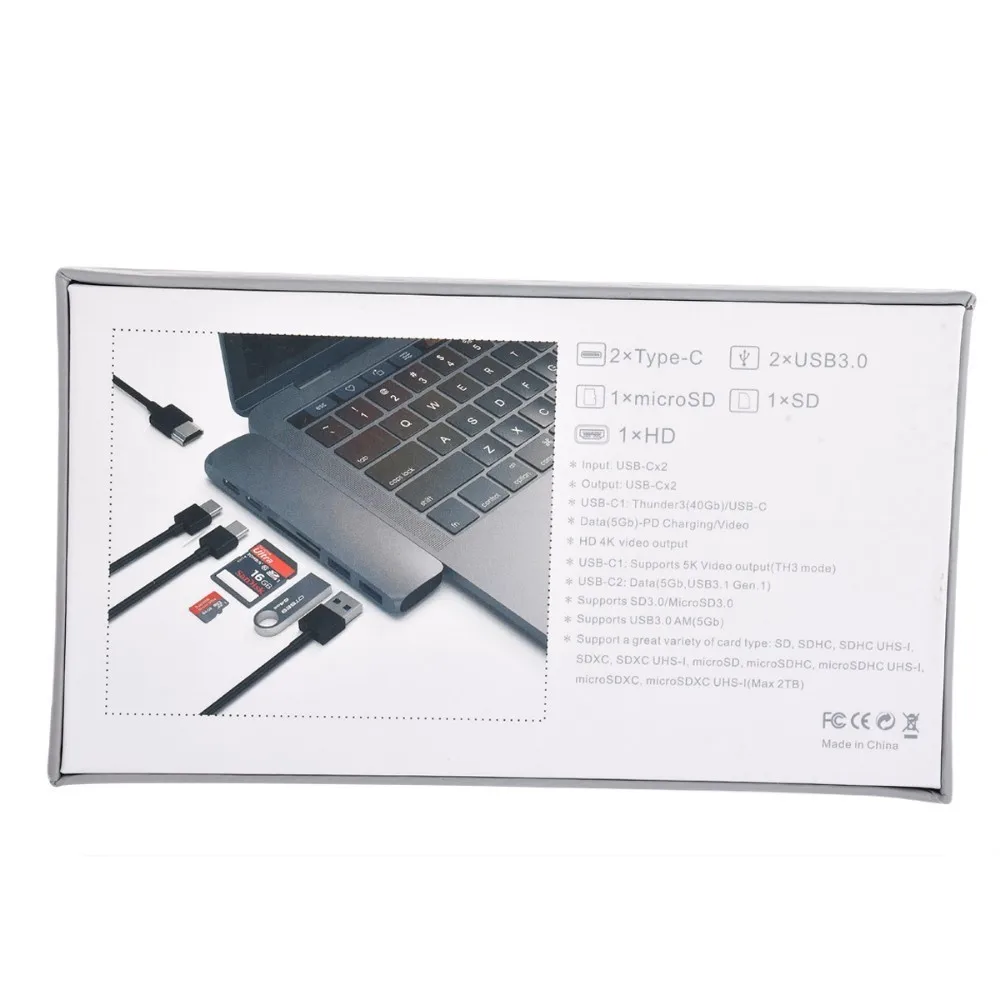 USB 3,1 TF SD кардридер многофункциональный Тип C концентратор к HDMI адаптер 4 K Thunderbolt 3 Usb 3,0 аксессуары для ноутбуков серый кард-ридер
