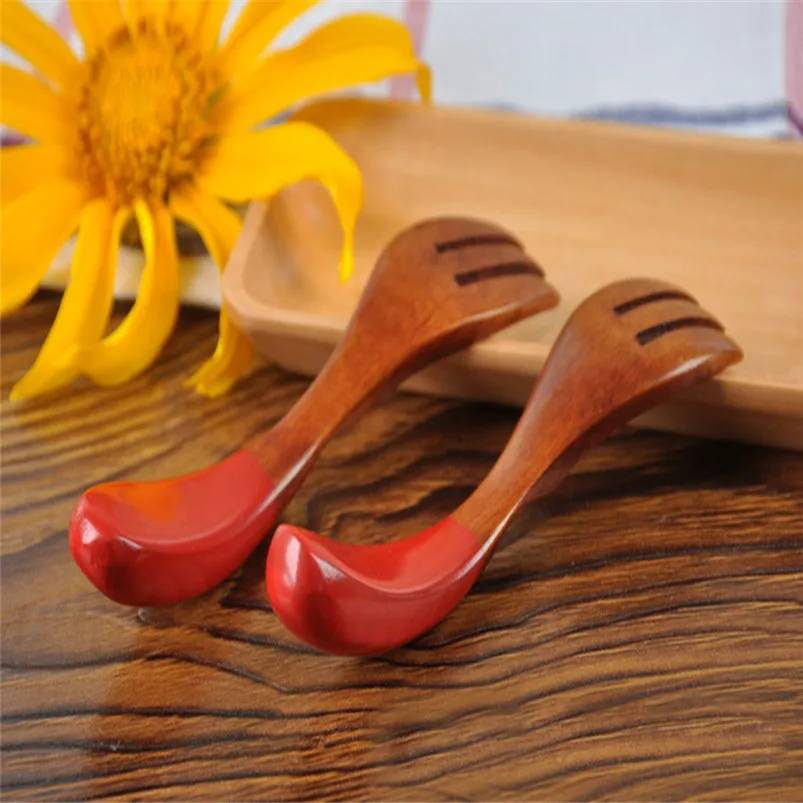 Wooden Spoon Fork Bamboo Kitchen Cooking Salad Fruit Fork Utensil Tools Soup-Teaspoon Tableware Natural Wood Cutlery 20JY176