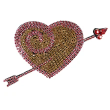 10 шт. Алмазный бисер золото розовый сердце со стрелой нашивки с кристаллами образец аппликации для сумок Одежда DIY Швейные принадлежности TH962