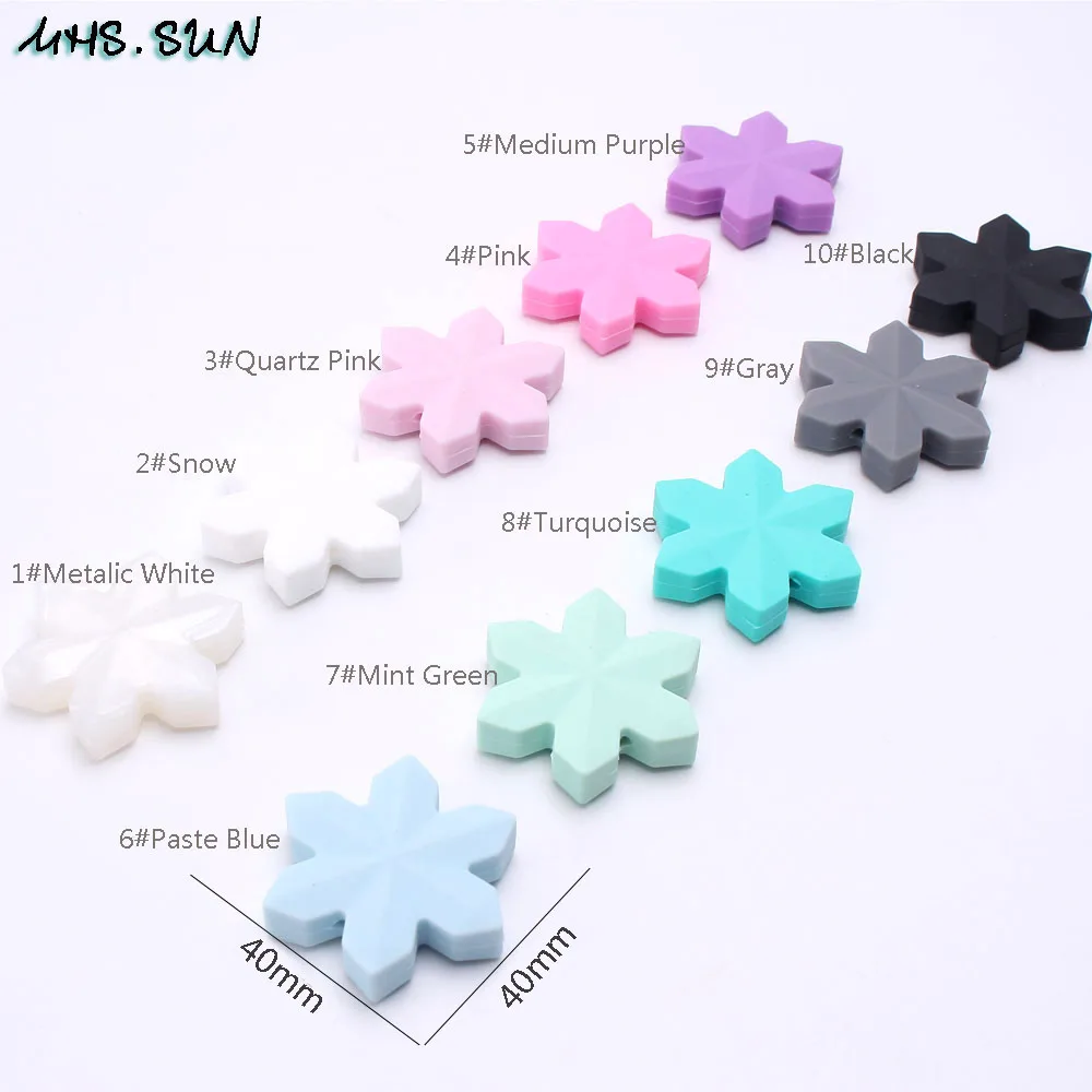 MHS.SUN Food Grade Snowflake Silicone Beads For Pacifier Chain Making Baby Teething Teether Chewable Beads 5PCS DIY Nursing Toy