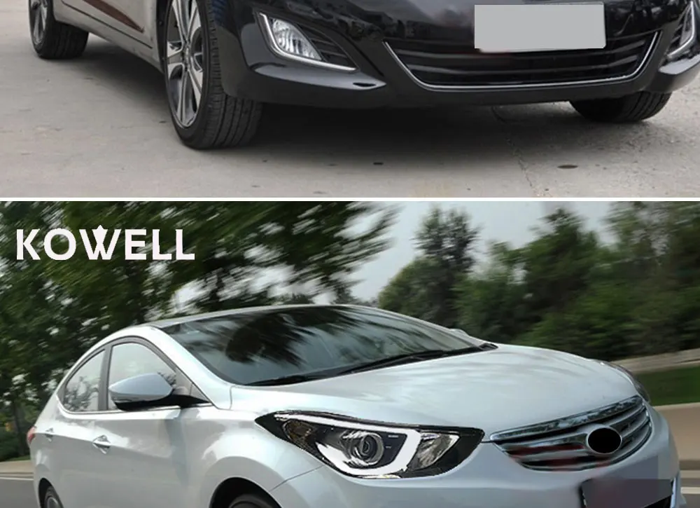 Kowell Автомобиль Стайлинг для 2012- Hyundai Elantra Фары для автомобиля стример Включите свет фар DRL bi xenon объектив высокого ближнего света