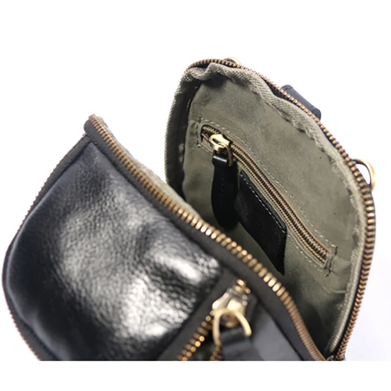 AETOO Men's leather chest bag men's sports leisure bag Korean version retro small bag cowhide crossbody bag