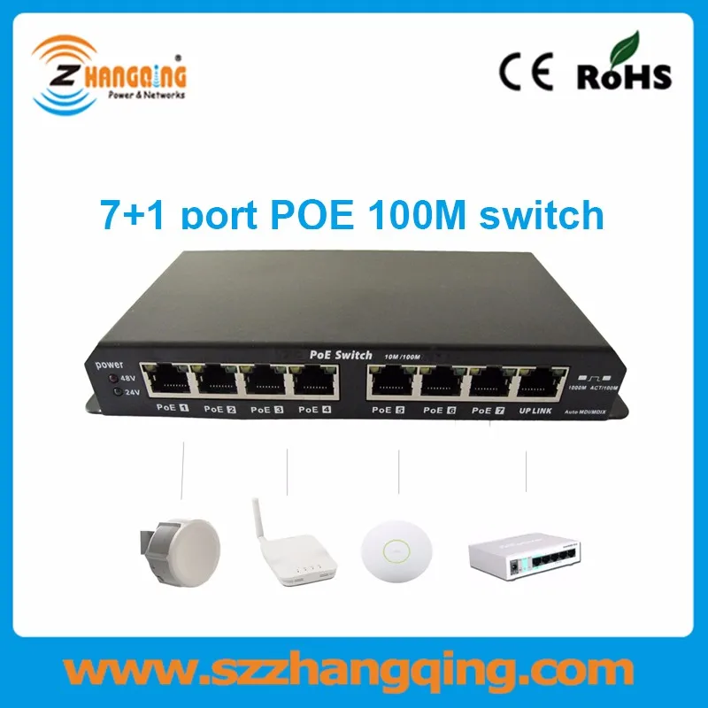 7 + 1 Порты и разъёмы Пассивный power over ethernet 100 Мбит/с POE коммутатор для видеонаблюдения ip-камера