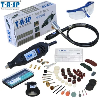 TASP 220V 130W Dremel Style Electric Rotary Tool Variable Speed Mini Drill with Flexible Shaft and 140PC Accessories Power Tools