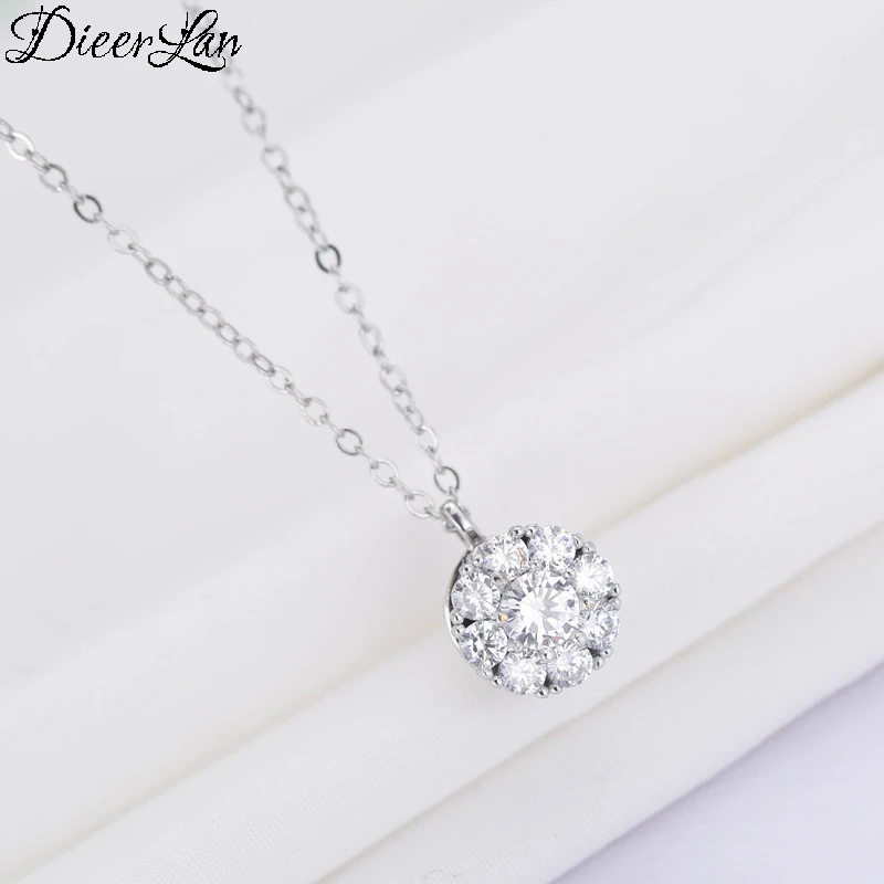 

New Arrivals Real 925 Sterling Silver Round Zircon Necklaces & Pendants For Women Hot Fashion sterling-silver-jewelry