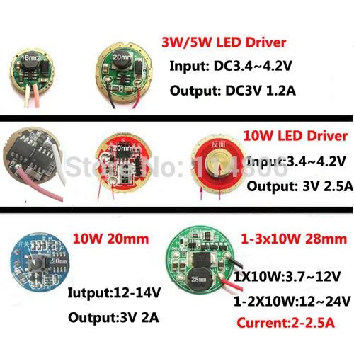 Светодиодный источник питания 3 7 В 4 12 24 для Cree Вт 5 10 XPE XRE XPG2 Q5 XML L2 T6 18650