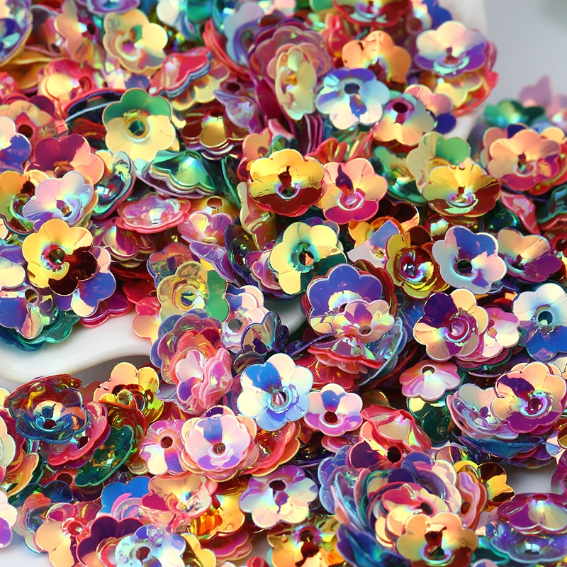 

New 6mm 240pcs Plum Blossom Paillette Twinkle Color Flower Hole Spacer Simulated Pearl Beads DIY Jewelry Material Finding