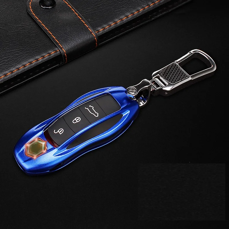 Автомобильный чехол для ключей Алюминиевый сплав ключ оболочки протектор сумка для хранения красный черный для Porsche Panamera Cayenne Macan 911 918