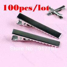 100 шт/партия металлические серебряные заколки для волос для девочек черный пластиковый одинарный зубец DIY прическа Аллигатор заколка для волос