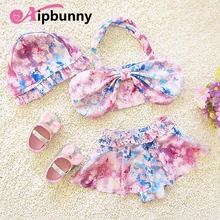 Aipbunny/ костюмы из двух предметов с принтом звездного неба комплект бикини с бантом для маленьких девочек, купальный костюм, купальный костюм, одежда