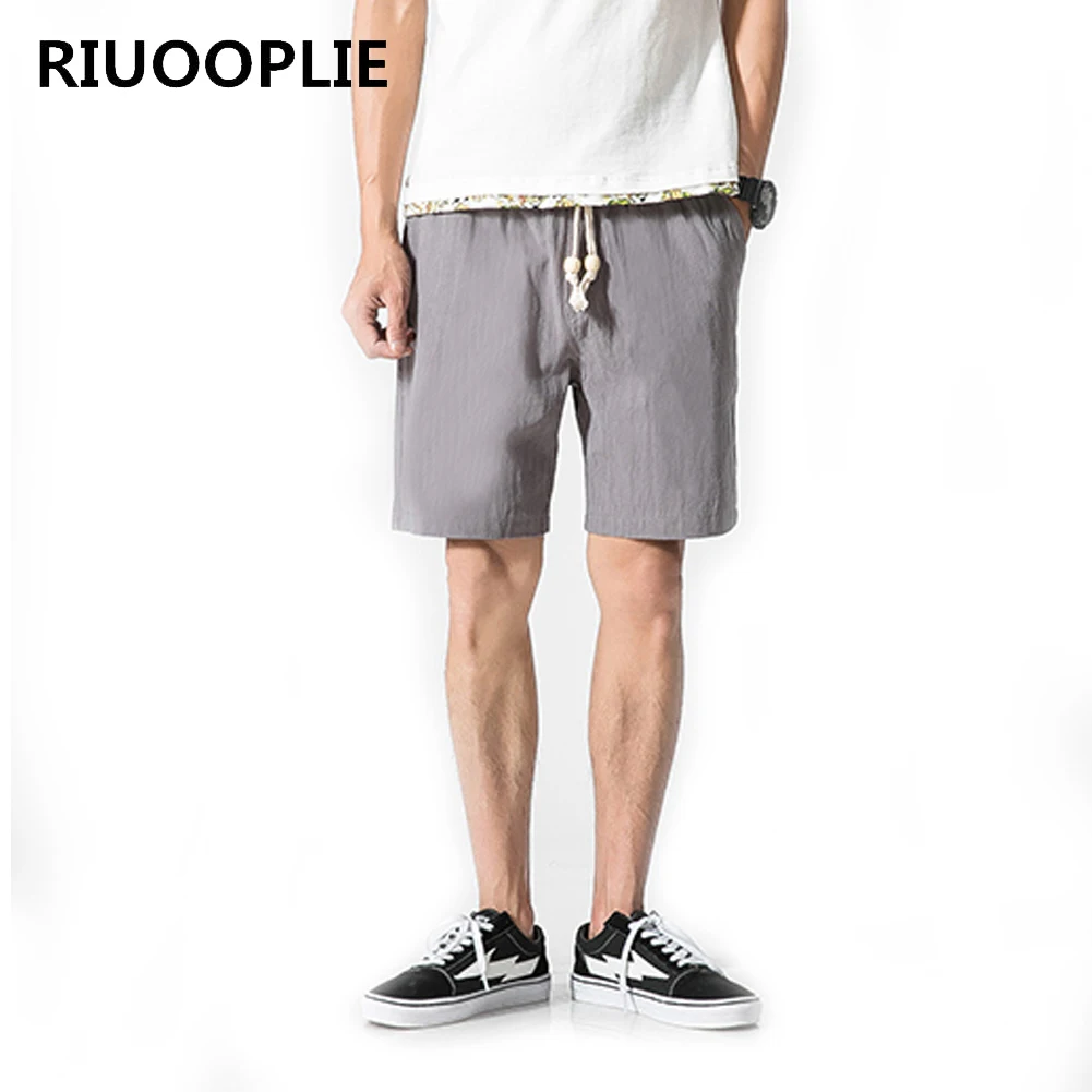 Deals RIUOOPLIE Causal Mens Loose Cotton Elastic Waist Beach Middle Pants Shorts Plus Size