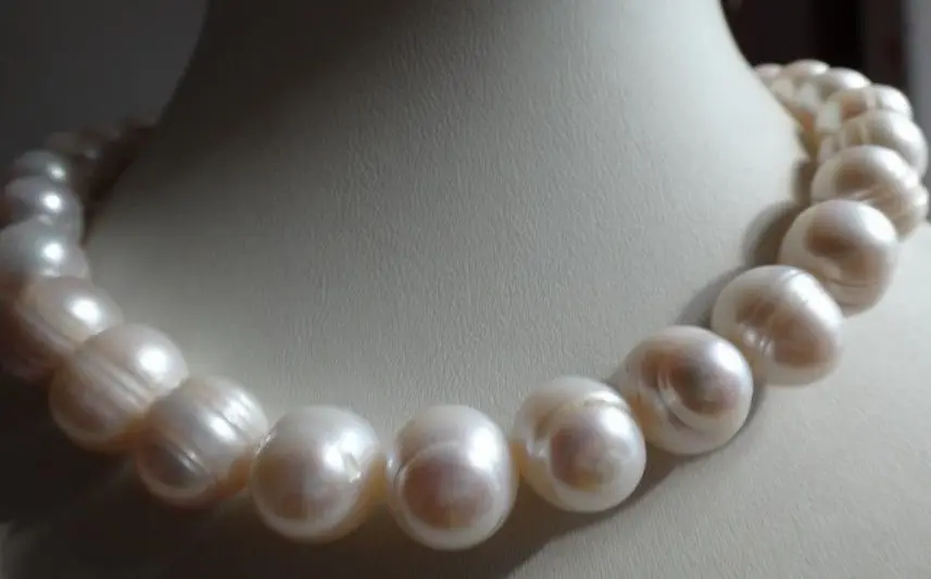 

HUGE 14K 18" 10-11MM SOUTH SEA GENUINE WHITE BAROQUE PEARL NECKLACE A+SA