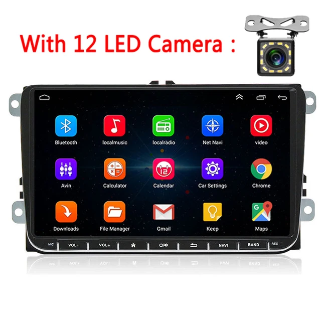 AMPrime Автомобильная магнитола Android 9 дюймов Автомобильная стерео радио gps навигация Авто мелкий медиаплеер для Passat Golf MK5 MK6 T5 EOS POLO Tour - Цвет: With 12LED Camera