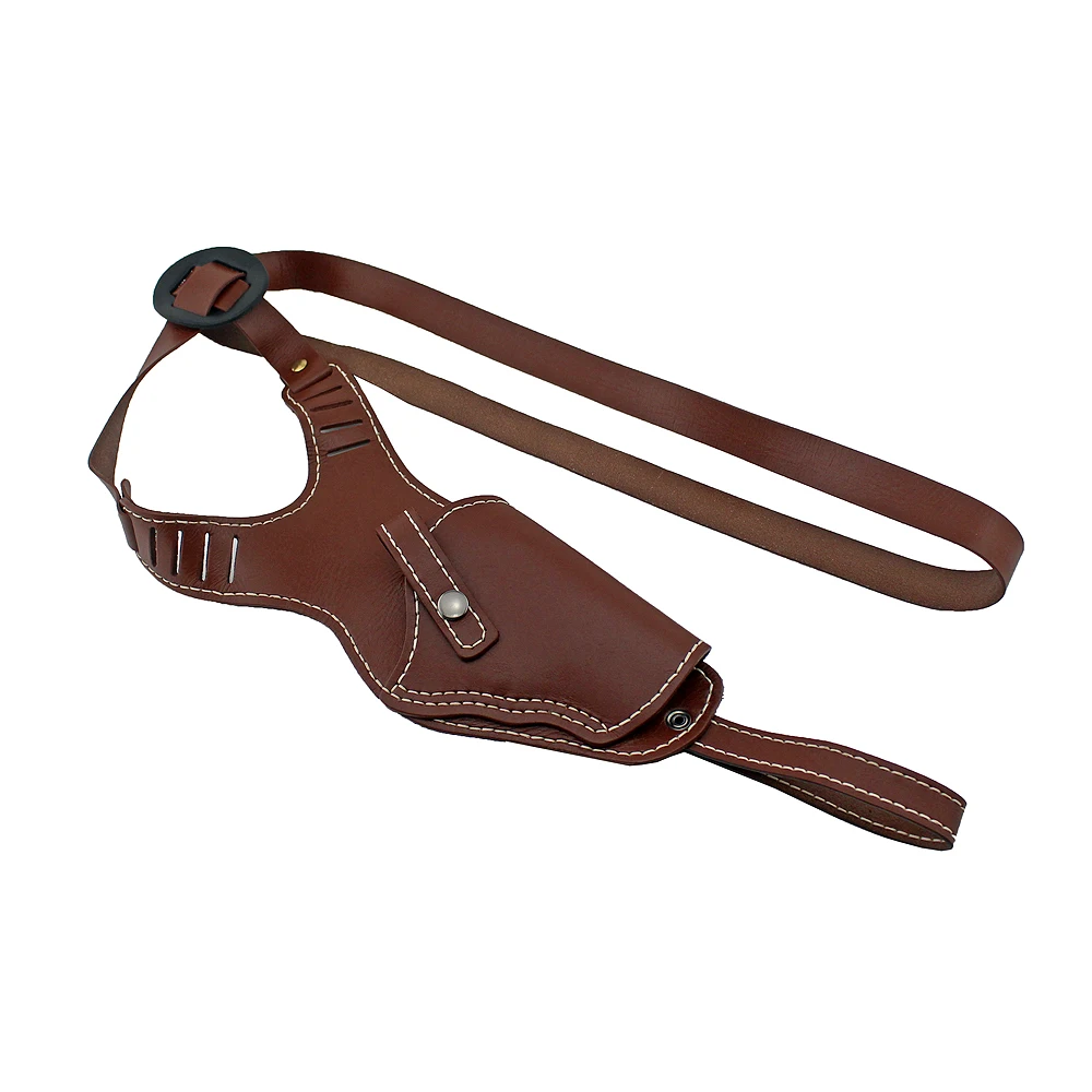 

Vertical Shoulder Holster Brown Leather Cross Harness Gun Holster Right Hand Hunting Pistol Bag Fits Medium Frame Auto Handguns