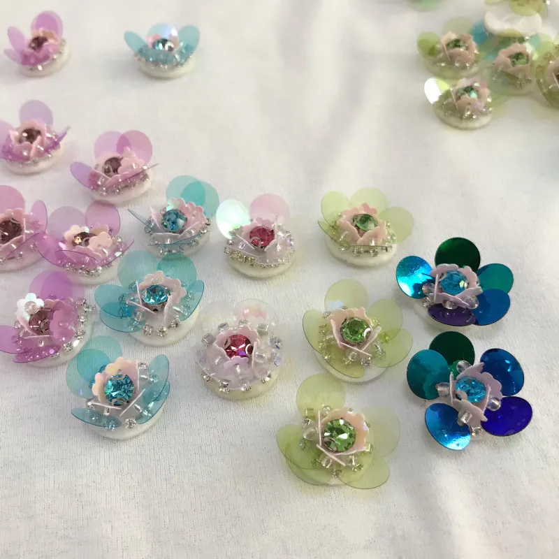 

Small Sequin Patches Beaded Cloth Flowers DIY Clothing Accessories Sweater Decorated 3D Flower Patch for Clothes Bags Sock