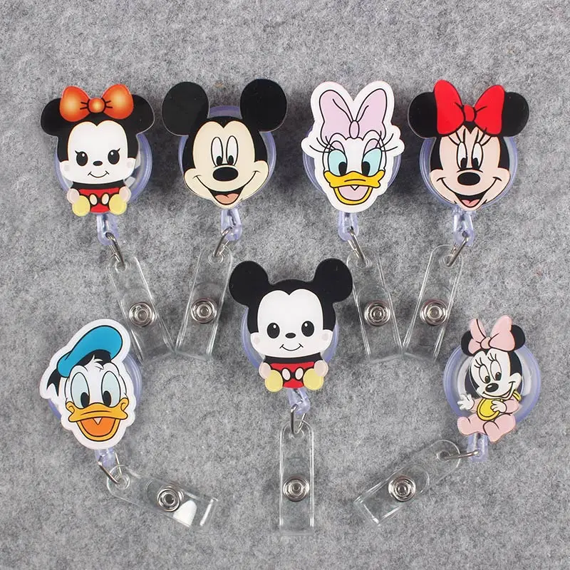

Cute Mouse Clown Retractable Crocodile Little Duck Badge Card Holder Reel Nurse Girls Boys Exhibition Enfermera Name Card Chest