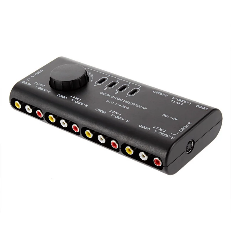 Onsale 1pc 4 in 1 out Audio Video Signal Switcher Splitter Selector High Quality AV RCA Switch Box + RCA Cable Mayitr