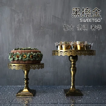 

1 Pcs Golden European Vintage Wedding Party Decorative Cake Stands Desserts Fruits Plate Pan Tray #1510920