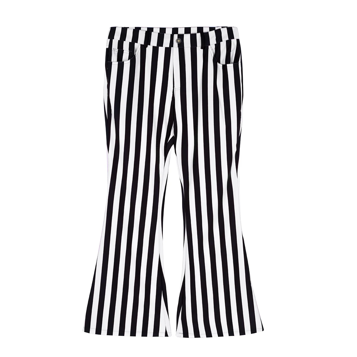 iiniim Mens 60's 70's Retro Vintage Mid Waist Striped Stretch Bell Bottom Super Flares Long Pants Casual Trousers Sexy Panties