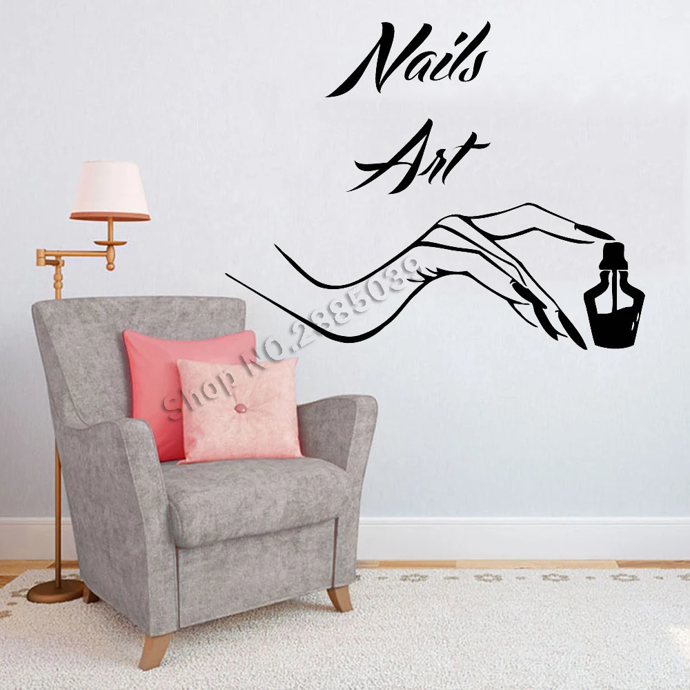 Vinyl Nail Salon Wall Decal Sticker Nail Manicure Store Wall Stickers