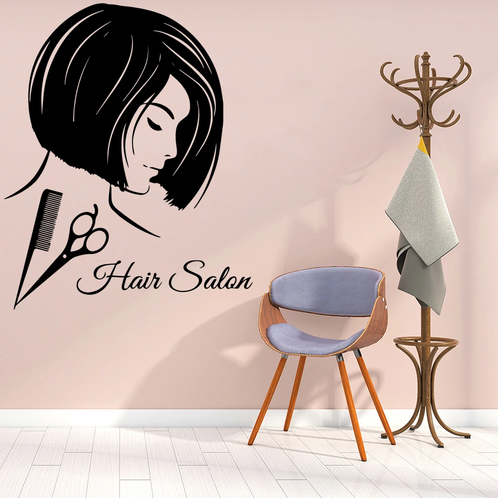 Cartoon hair salon House Decor Vinyl Stickers For Hairstyle Rooms Wall Art Decal Commercial Wall Sticker decoración peluquería Cartoon hair salon House Decor Vinyl Stickers For Hairstyle Rooms Wall Art Decal Commercial Wall Sticker decoración peluquería