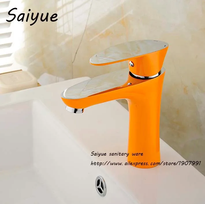 Mega Sale 9d37 Orange Simple Painting Single Handle Faucet Hot