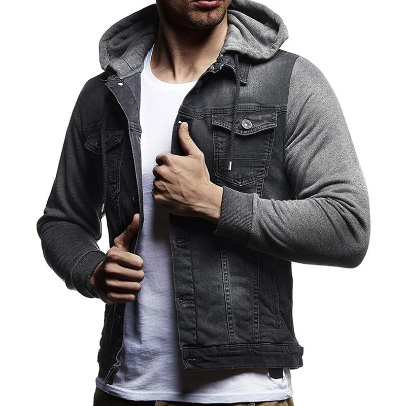 Plus Size Denim Jacket men hooded sportswear Outdoors Casual fashion