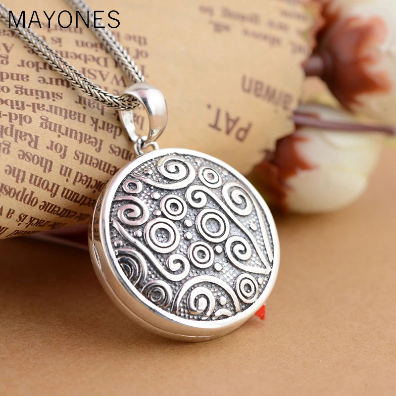 FNJ-925-Silver-Round-Pendant-Gawu-Box-100-Pure-S925-Solid-Thai-Silver-Pendants-for-Women