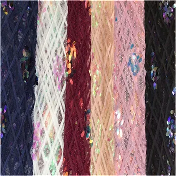 

African White Sequins Net Lace Fabric 2019 Style Nigeria Sequined Swiss Mesh Tulle Lace For Women Party Wedding Dress Fabrics