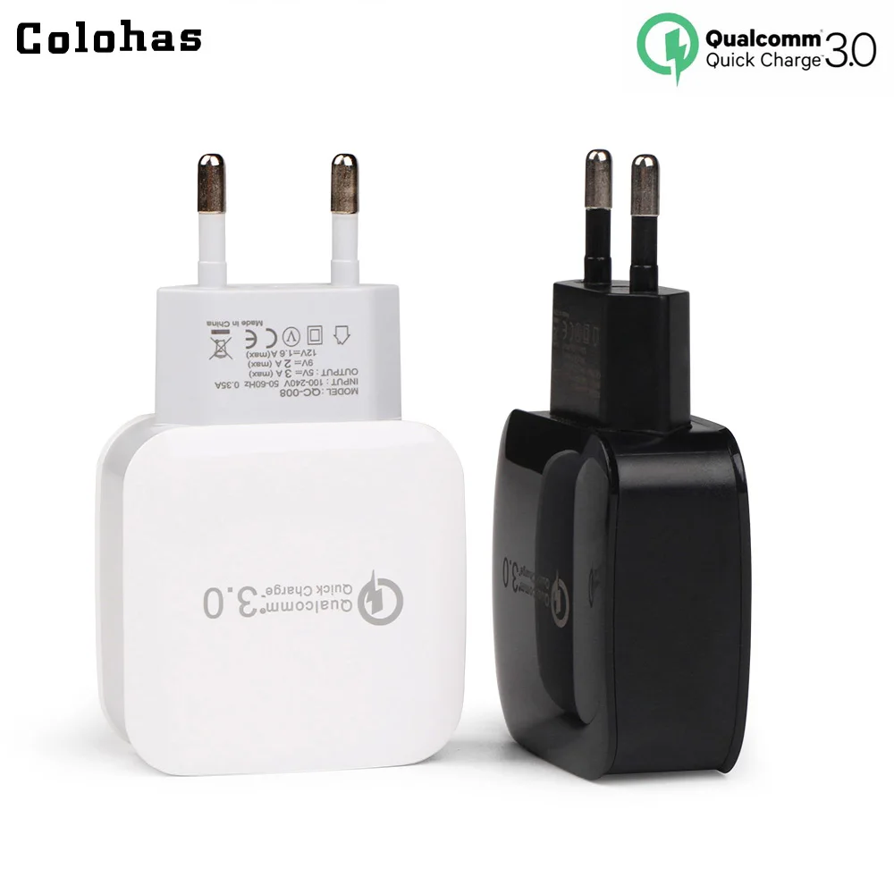 

Colohas Top QC 3.0 2.0 5V 3A USB Wall Charger Quick Charge EU US Plug for iPhone 8 X Samsung Note 8 Xiaomi Fast Travel Charger