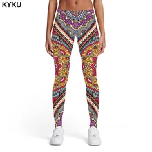 Бренд KYKU, женские леггинсы с цветочным принтом, женские цветные штаны с 3d принтом в винтажном стиле, Харадзюку, женские леггинсы, штаны