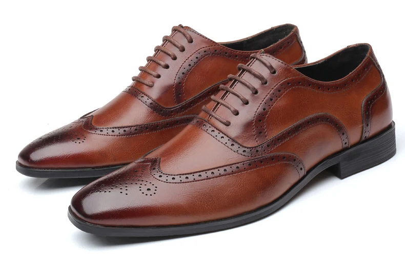 ROXDIA/брендовые Мужские модельные туфли размера плюс 39-48 на плоской подошве, из натуральной кожи, деловые свадебные туфли с острым носком, мужские оксфорды на плоской подошве, RXM109