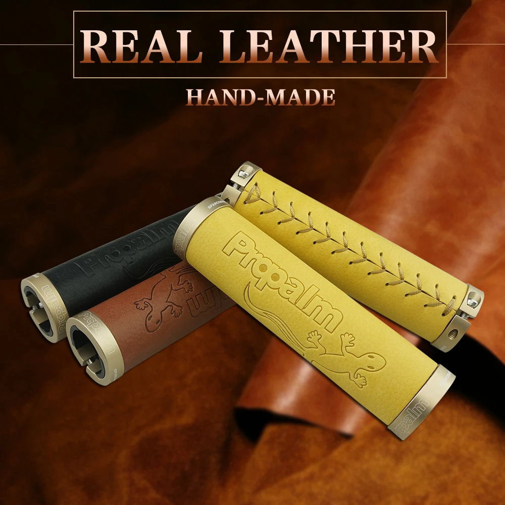 DRBIKE Bike Handlebar Grips,Leather Bicycle Grips for Cruiser